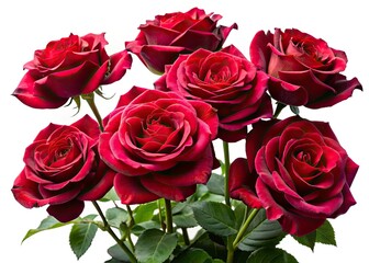 Obraz premium Elegant crimson rose silhouette, isolated on white, perfect for PNG design projects. Blooming rose silhouette photography.