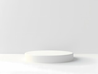 White stand on white background. Empty shelf for goods in the background. 3D rendering
