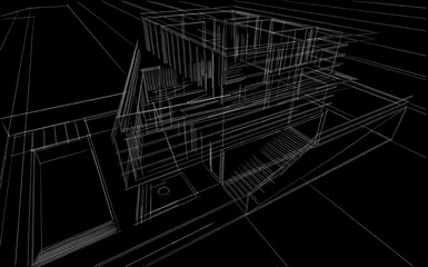 house building sketch architecture 3d illustration