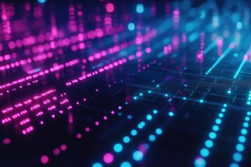 Abstract digital visualization with vibrant dots and lines.
