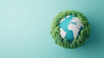 3D earth half covered in lush forests, half showing urbanization