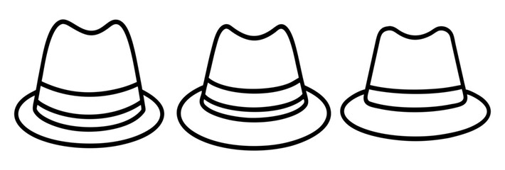 fedora hats 03 icon, Accessories line art, Accessories vector - simple black line art icon of fedora hats 03 perfect for logos, and Accessories-themed designs.
