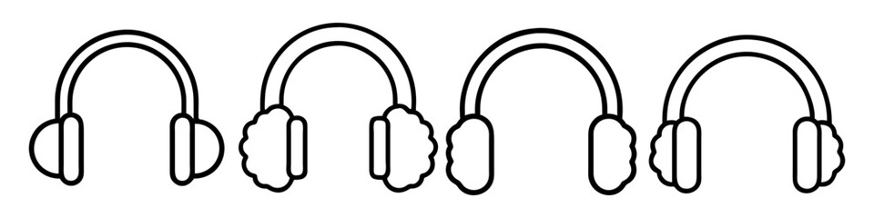 ear muffs 01 icon, Accessories line art, Accessories vector - simple black line art icon of ear muffs 01 perfect for logos, and Accessories-themed designs.