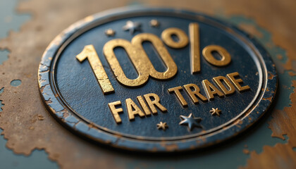 100% Fair Trade Sign - Vintage Style