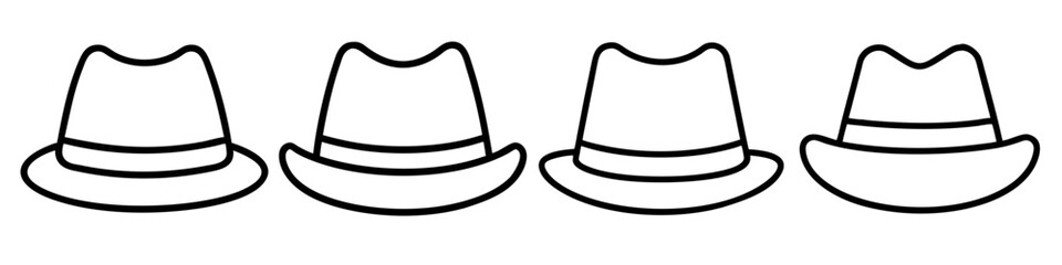 trilby 01 icon, Accessories line art, Accessories vector - simple black line art icon of trilby 01 perfect for logos, and Accessories-themed designs.