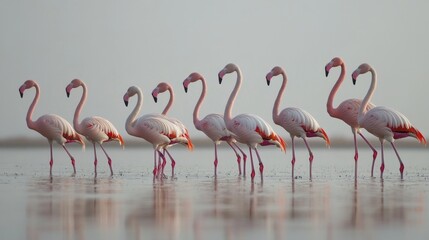 Obraz premium A Stunning Flock of Flamingos in Their Natural Habitat
