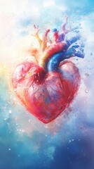 An Artistic Watercolor Depiction Of A Human Heart