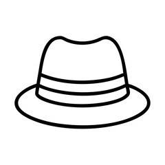 fedoras icon, Accessories line art, Accessories vector - simple black line art icon of fedoras perfect for logos, and Accessories-themed designs.