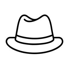 fedoras icon, Accessories line art, Accessories vector - simple black line art icon of fedoras perfect for logos, and Accessories-themed designs.
