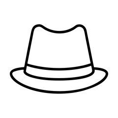 trilby icon, Accessories line art, Accessories vector - simple black line art icon of trilby perfect for logos, and Accessories-themed designs.
