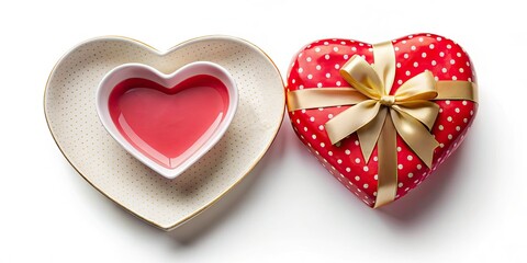 Romantic Valentine's Day gift: A heart-shaped plate & gift box, captured in stunning panoramic photography.