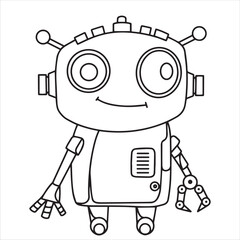 children's coloring book, cute robot. vector illustration in doodle style.