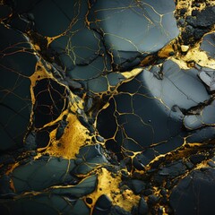 Abstract design of smooth black marble with neon yellow highlights