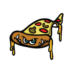 Pizza monster cartoon vector illustration