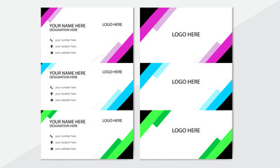 Naklejka premium Set of color variation modern business card print templates. clen design simple design Double-sided creative business card template. visiting card templet 