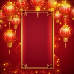 Vibrant red lanterns illuminate the background, creating a festive and joyful atmosphere for celebrations.