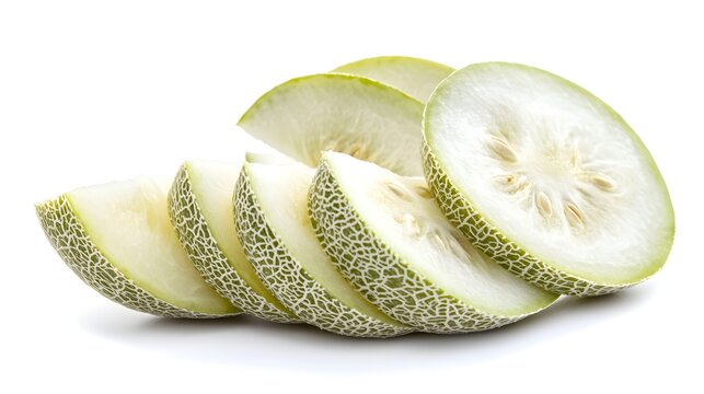 Sliced Snake gourd Sliced Winter melon isolated on a white background