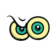 Cynical eyes cartoon vector illustration