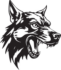 A Black and White Vector Illustration of an Aggressive Dog. Adobe Illustrator Artwork