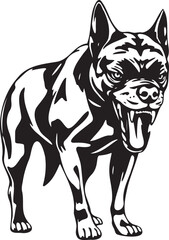 A Black and White Vector Illustration of an Aggressive Dog. Adobe Illustrator Artwork