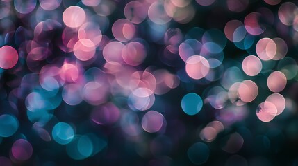 A vibrant abstract background with colorful bokeh lights in shades of blue, pink, and purple.