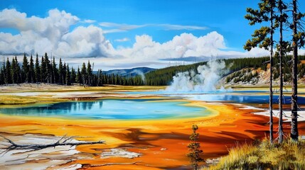 Masterful interpretation of the iconic geothermal feature.