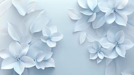 Elegant Light Blue Paper Flowers and Leaves Design