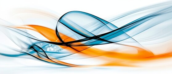 Naklejka premium Abstract Swirling Orange and Teal Smoke Design Dynamic Flowing Curves Artistic Background