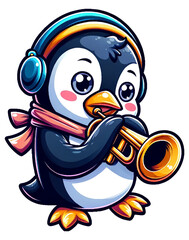 Obraz premium Cute Penguin illustration, Funny Penguin bird isolated on a transparent background 