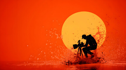 Filmmaker captures sunset reflections on water beach photography serene artistic perspective