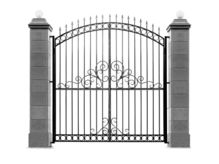 Modern gates with ornaments.  B.