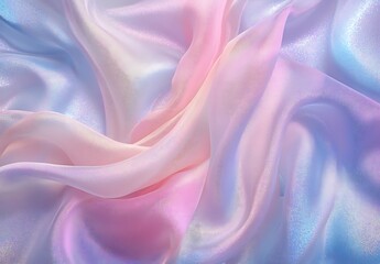 Obraz premium Holographic satin cloth, pastel-colored background, pink and blue hues