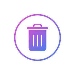 Vector icon of a trash can, flat design trash can symbol.