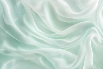 Fototapeta premium Soft, pale green fabric, draped, flowing curves.