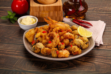 Fritto misto - deep fried seafood mix