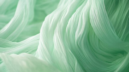 Soft, pale green fabric, draped, textured waves.