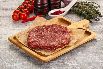 Raw beef burger cutlet for grill