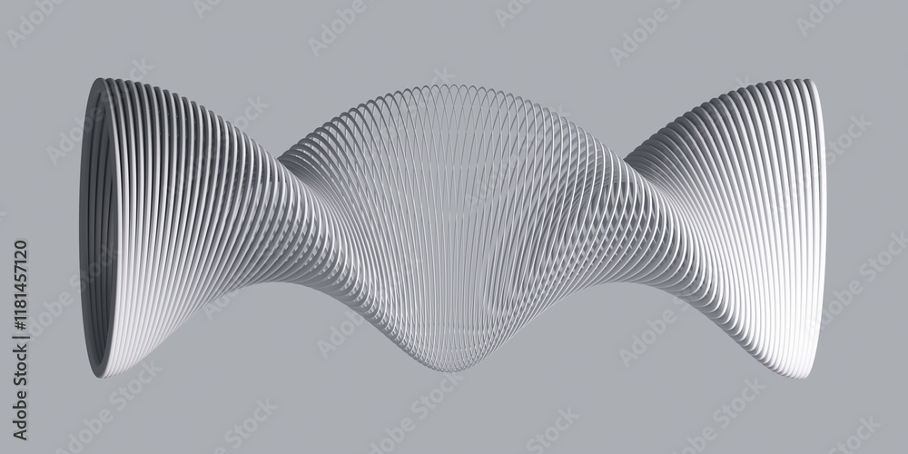Poster abstract minimalist background with group of twisted shapes. 3d render.