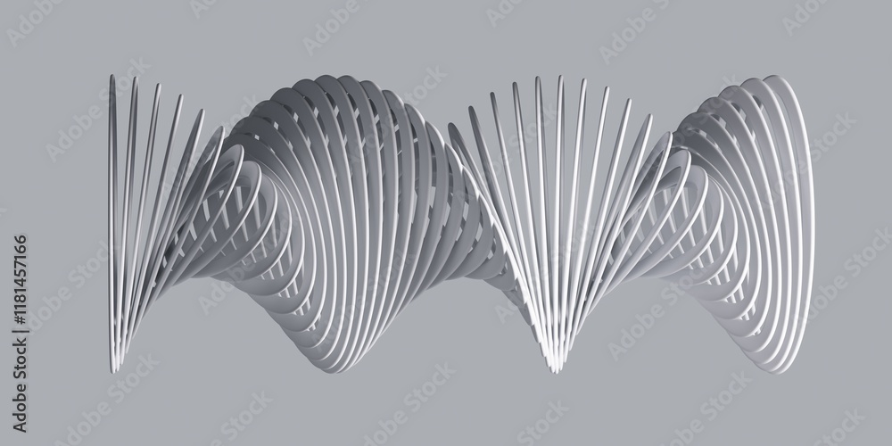 Poster Abstract minimalist background with Group of twisted shapes. 3d render.