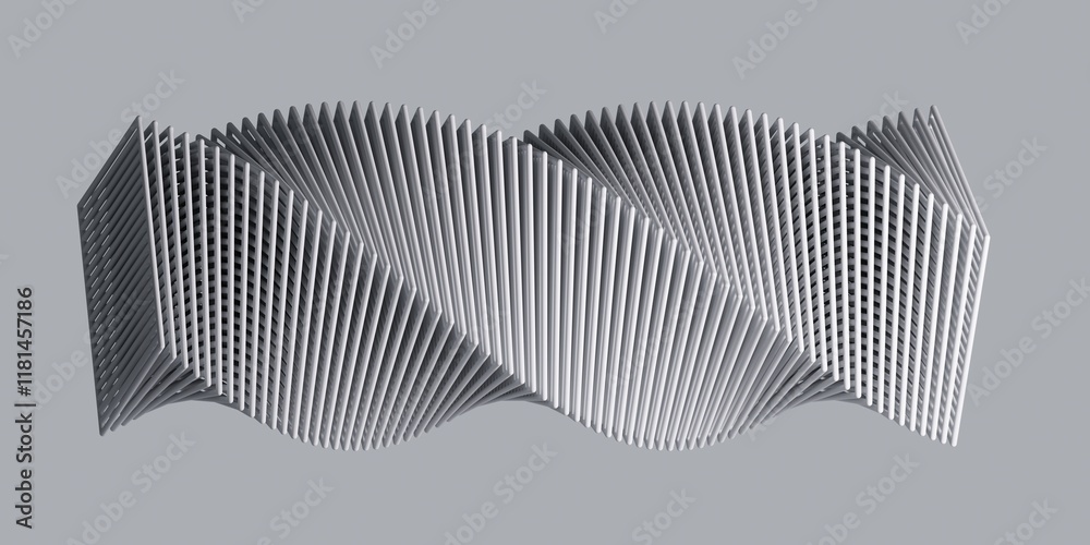 Poster Abstract minimalist background with Group of twisted shapes. 3d render.