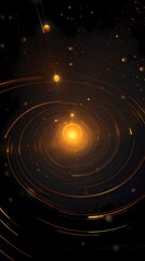 Obraz premium Digital technology black gold glowing circle poster background