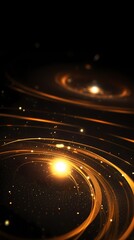 Digital technology black gold glowing circle poster background