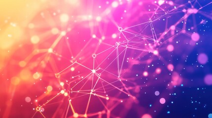 Abstract Network Connection: Pink, Purple, and Orange Hues