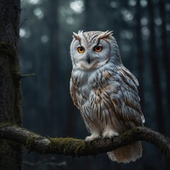 A glowing spirit owl, transparent and ethereal, clear background.