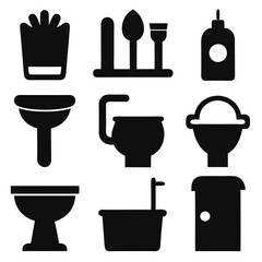 Bathroom and Toilet Icons set design