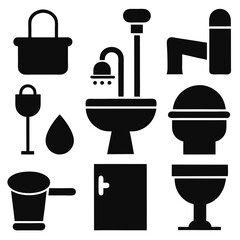 Bathroom and Toilet Icons set design