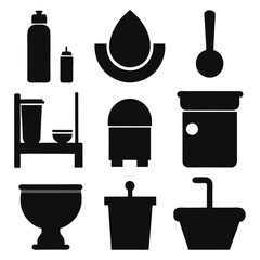 Bathroom and Toilet Icons set design