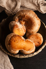 Cooking imgredients. Shiitake mushrooms on plate