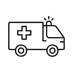 ambulance icon, vehicle line art, vehicle vector - simple black line art icon of ambulance perfect for logos, and vehicle-themed designs.