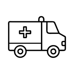 ambulance icon, vehicle line art, vehicle vector - simple black line art icon of ambulance perfect for logos, and vehicle-themed designs.